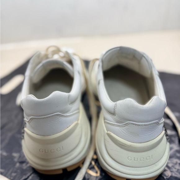 Gucci Rhyton Great White Tiger Leather Animal Print Logo Men's Sneakers Size 8 - Picture 4 of 11